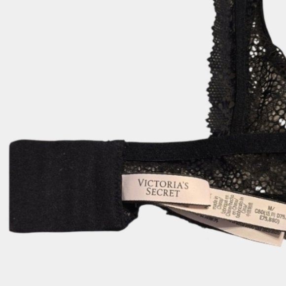 Victoria's Secret Bralette Medium Black Lace Halter Romantic Whimsigoth Lingerie - Picture 7 of 10